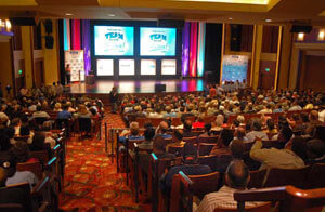 Dealers gathering in the Bushnell Theater in Hartford, CT for our basement systems convention