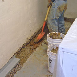 Digging a trench for a French Drain system in Myrtle Beach