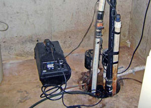 Pedestal sump pump system installed in a home in Manning