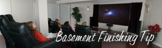a waterproofed basement that has been finished into a family room in Conway